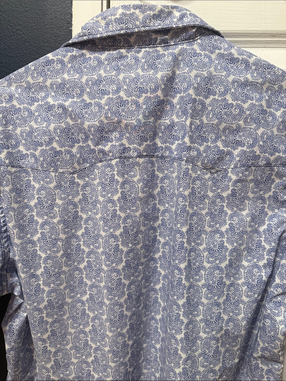 Wrangler Light Blue Paisley Pearl Snap Short Sleeve Western Shirt - Picture 5 of 5